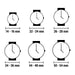 Tableau comparatif des dimensions de boîtiers de montres, offrant une perspective sur l'échelle des garde-temps.