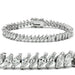 Vue rapprochée d'un bracelet tennis élégant, pierres taille marquise, finition rhodiée, Maison Mercier.