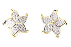 Boucles d'oreilles puces florales en plaqué or, ornées d'oxydes de zirconium scintillants, Maison Mercier.