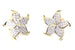Boucles d'oreilles puces florales en plaqué or, ornées d'oxydes de zirconium scintillants, Maison Mercier.