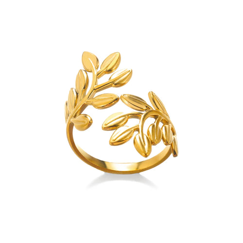 Bague ajustable multi-rangs aux bandes lisses et texturées en acier inoxydable doré, Maison Mercier.