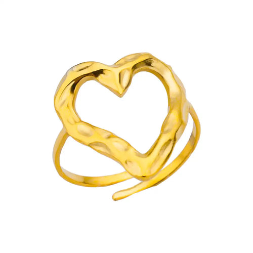 Bague ajustable en acier inoxydable doré, présentant un motif géométrique audacieux et moderne, Maison Mercier.