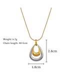 Collier pendentif double goutte bicolore avec ses dimensions précises (1.8x2.8cm) et son poids (6.7g).