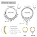 Gros plan sur un piercing clicker septum en acier chirurgical doré orné de zircons taille marquise, avec un détail de goutte scintillante, Maison Mercier.