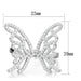 Vue de la bague papillon en argent rhodié avec ses dimensions précises : 22mm de largeur et 20mm de hauteur, Maison Mercier.