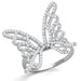 Détail d'une bague papillon en argent rhodié ornée de zircons scintillants, Maison Mercier.