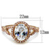 Vue de la bague solitaire ovale avec ses dimensions précises : 22mm de longueur et 12mm de largeur, soulignant la proportion élégante de la pièce.