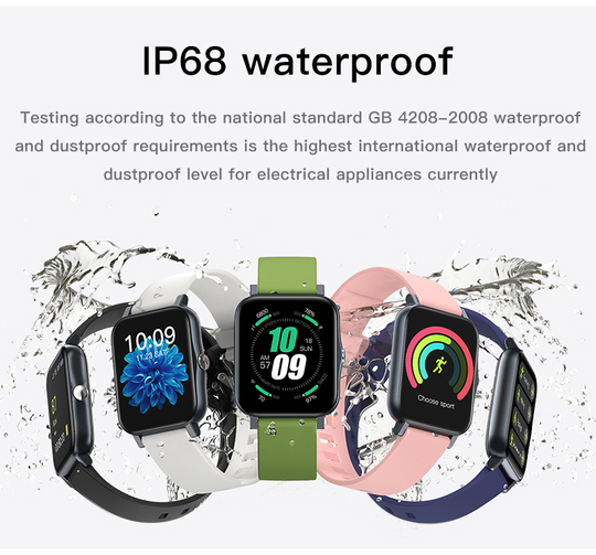 Montres connectées Maison Mercier, étanches IP68, immergées dans l'eau, illustrant leur résistance et leur design élégant.