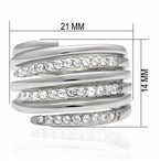 Vue de la bague multi-bandes avec ses dimensions précises (21 mm x 14 mm), Maison Mercier.
