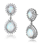Paire de boucles d'oreilles pendantes en argent rhodié, opale et zircons, avec reflet élégant, Maison Mercier.
