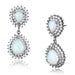 Paire de boucles d'oreilles pendantes en argent rhodié, opale et zircons, avec reflet élégant, Maison Mercier.
