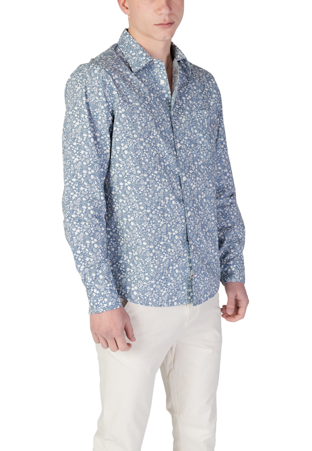 Chemise Replay couleur bleu azur — vue 3