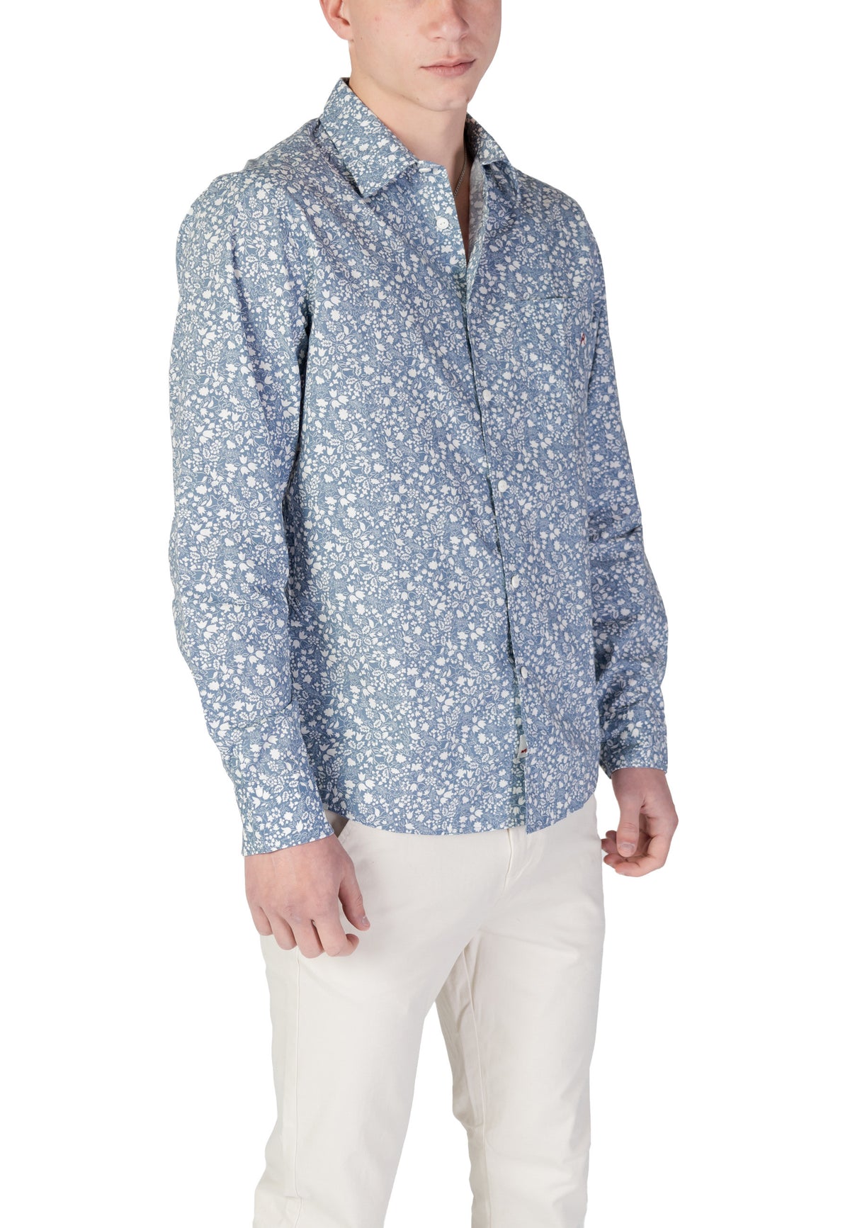 Chemise Replay couleur bleu azur — vue 3