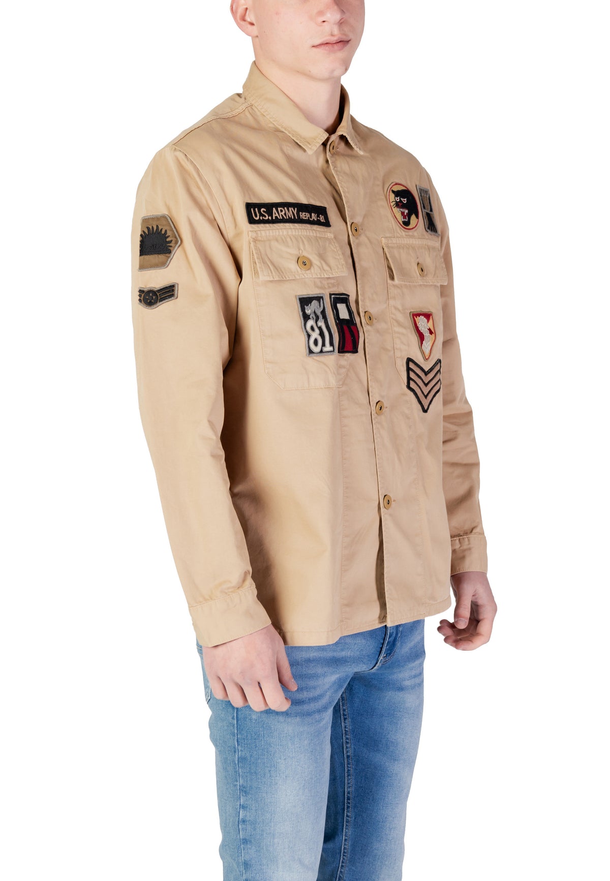 Chemise Replay couleur beige — vue 3