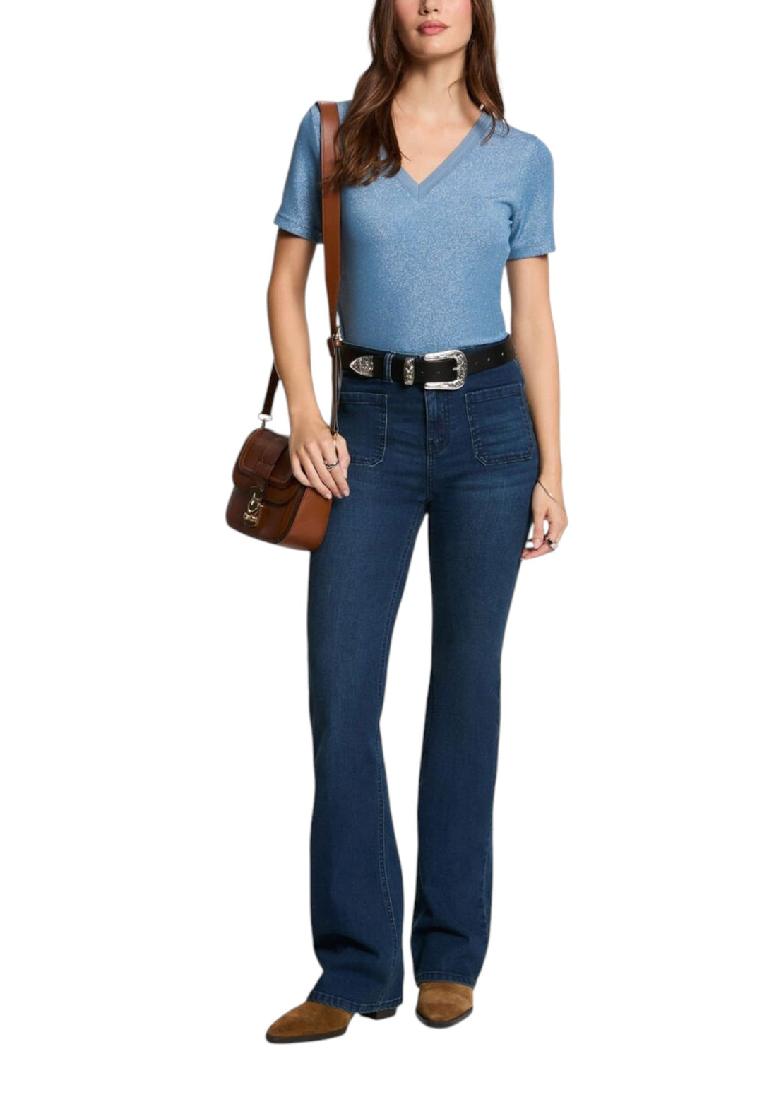 T-shirt Morgan De Toi couleur bleu azur — vue 3
