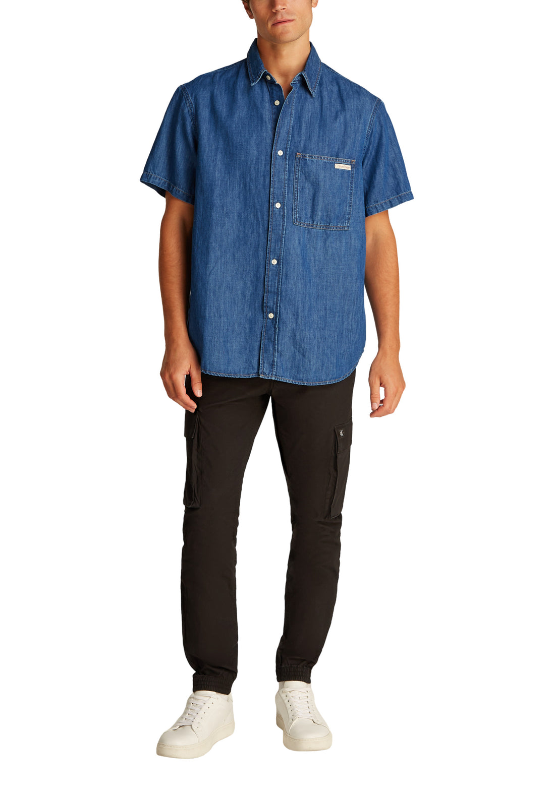 Chemise Calvin Klein Jeans couleur bleu azur — vue 3