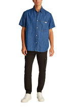 Chemise Calvin Klein Jeans couleur bleu azur — vue 3