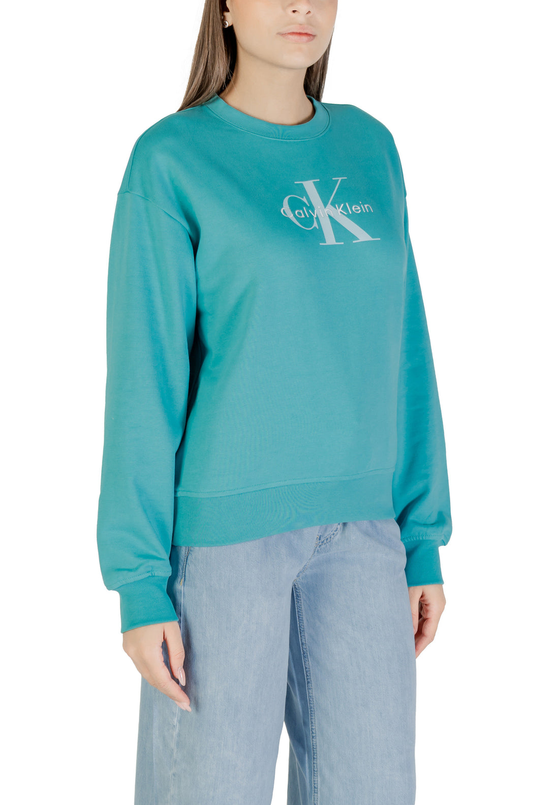 Sweat Calvin Klein Jeans couleur bleu azur — vue 3