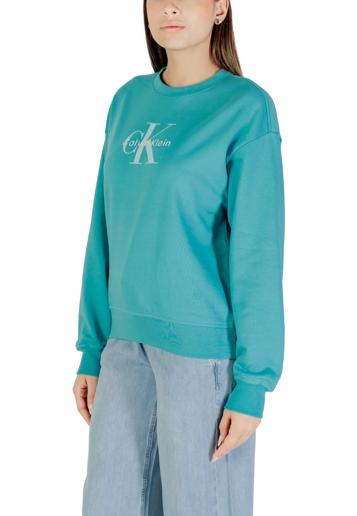 Sweat Calvin Klein Jeans couleur bleu azur — vue 4