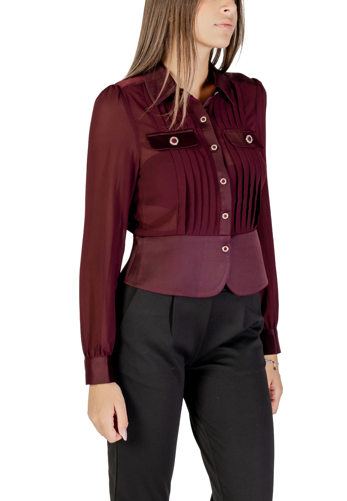 Chemise Morgan De Toi couleur bordeaux — vue 3