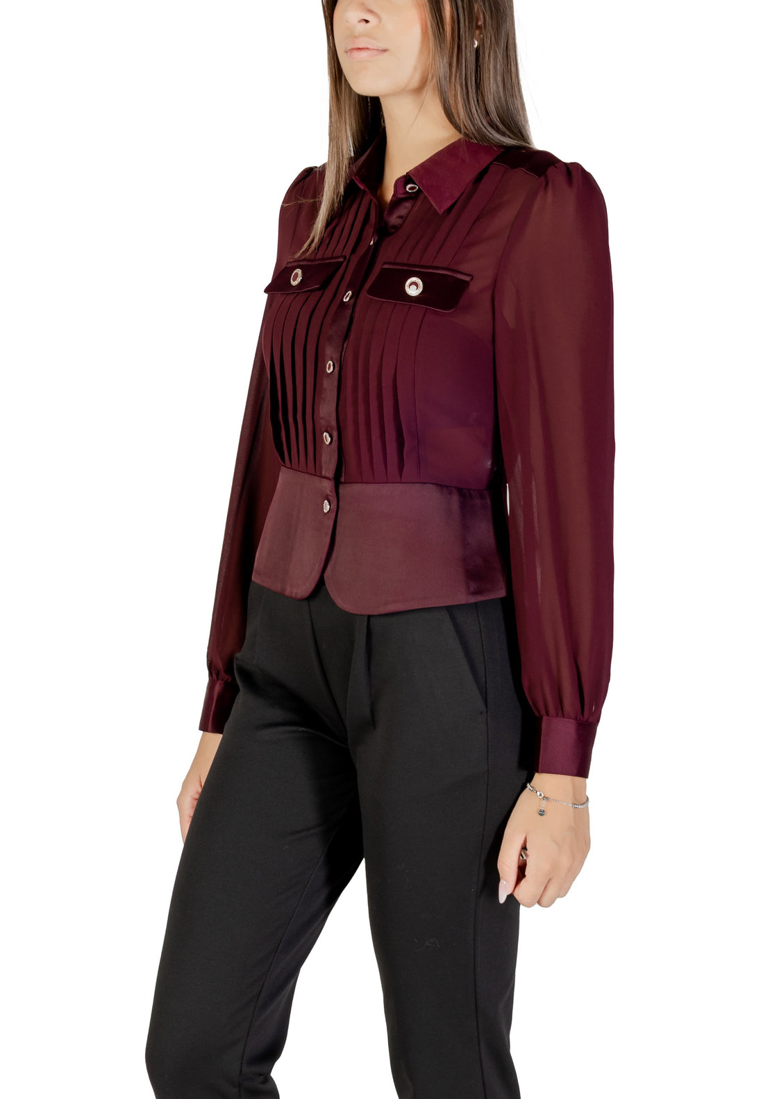 Chemise Morgan De Toi couleur bordeaux — vue 4