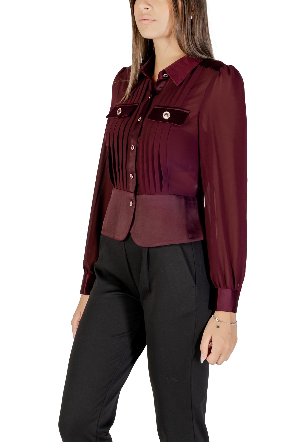 Chemise Morgan De Toi couleur bordeaux — vue 4