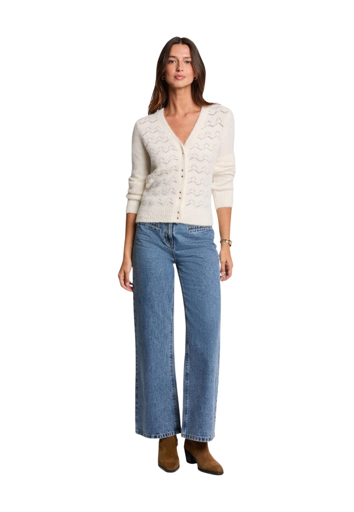 Cardigan Morgan De Toi couleur blanc — vue 3