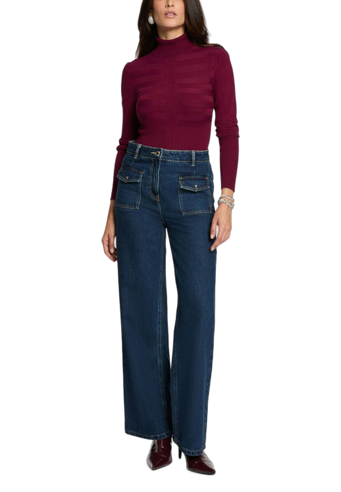 Pull Morgan De Toi couleur bordeaux — vue 3