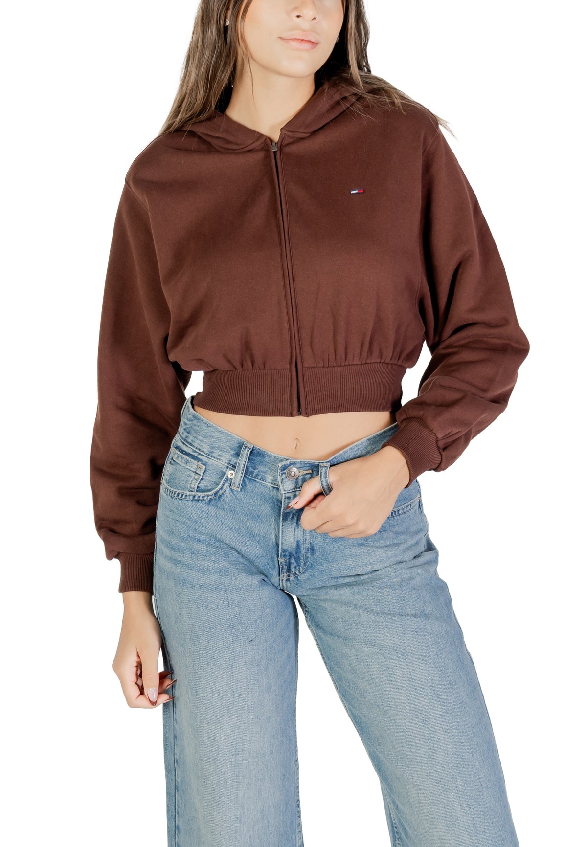 Sweat Tommy Hilfiger Jeans couleur marron — vue 5