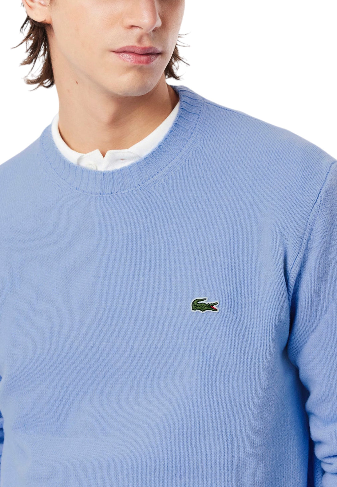 Pull Lacoste couleur bleu azur — vue 3