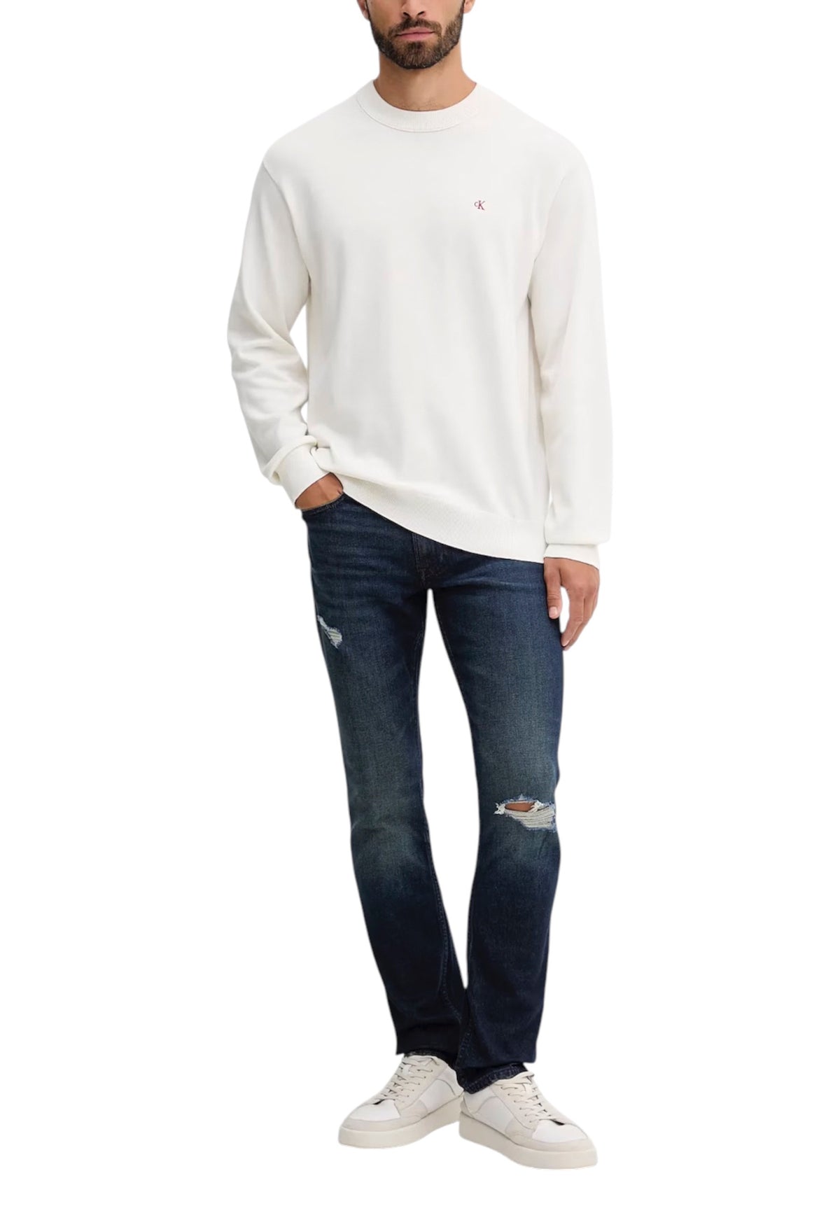 Pull Calvin Klein Jeans couleur blanc — vue 3