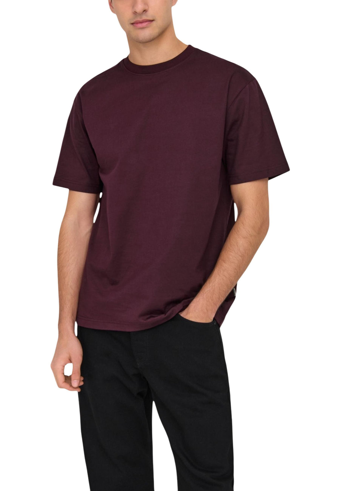 T-shirt Only & Sons couleur bordeaux — vue 3