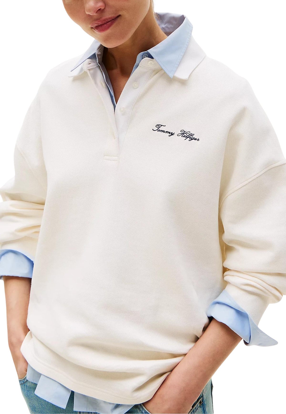 Sweat Tommy Hilfiger couleur blanc — vue 3