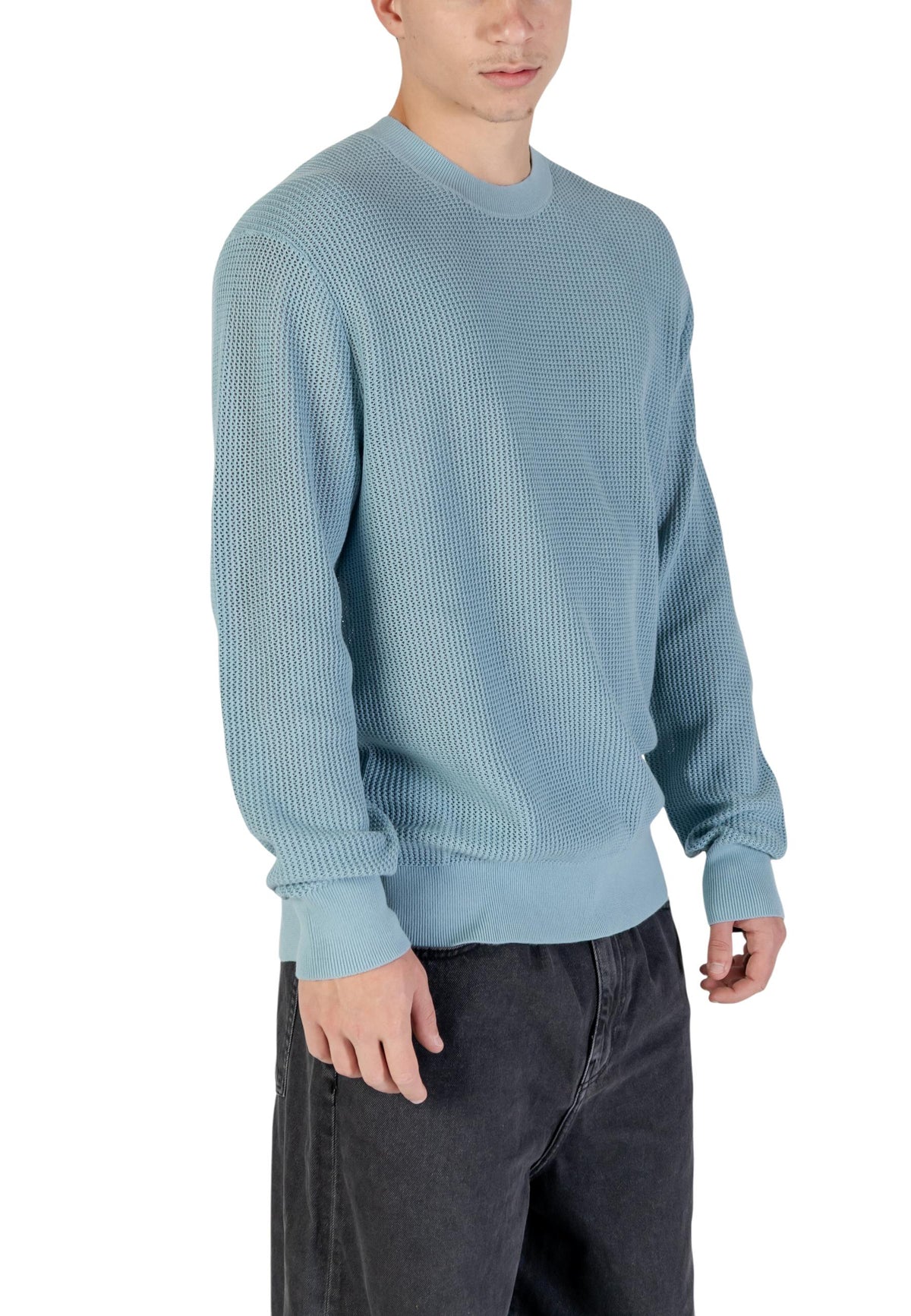 Pull Calvin Klein Jeans couleur bleu azur — vue 4