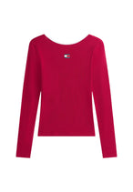 Pull Tommy Hilfiger Jeans couleur bordeaux — vue 3