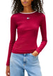 Pull Tommy Hilfiger Jeans couleur bordeaux — vue 4