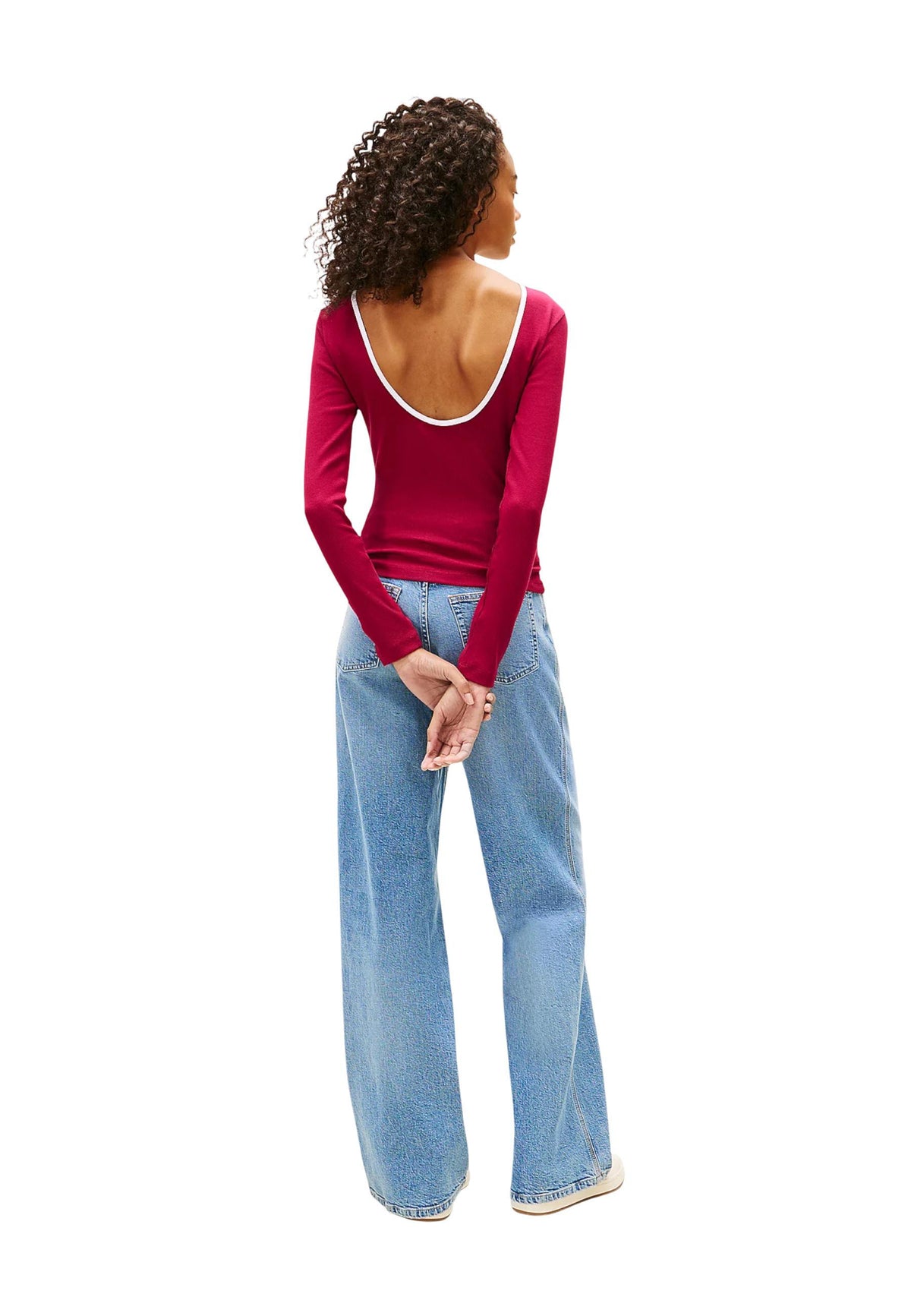 Pull Tommy Hilfiger Jeans couleur bordeaux — vue 2