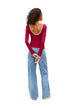 Pull Tommy Hilfiger Jeans couleur bordeaux — vue 2