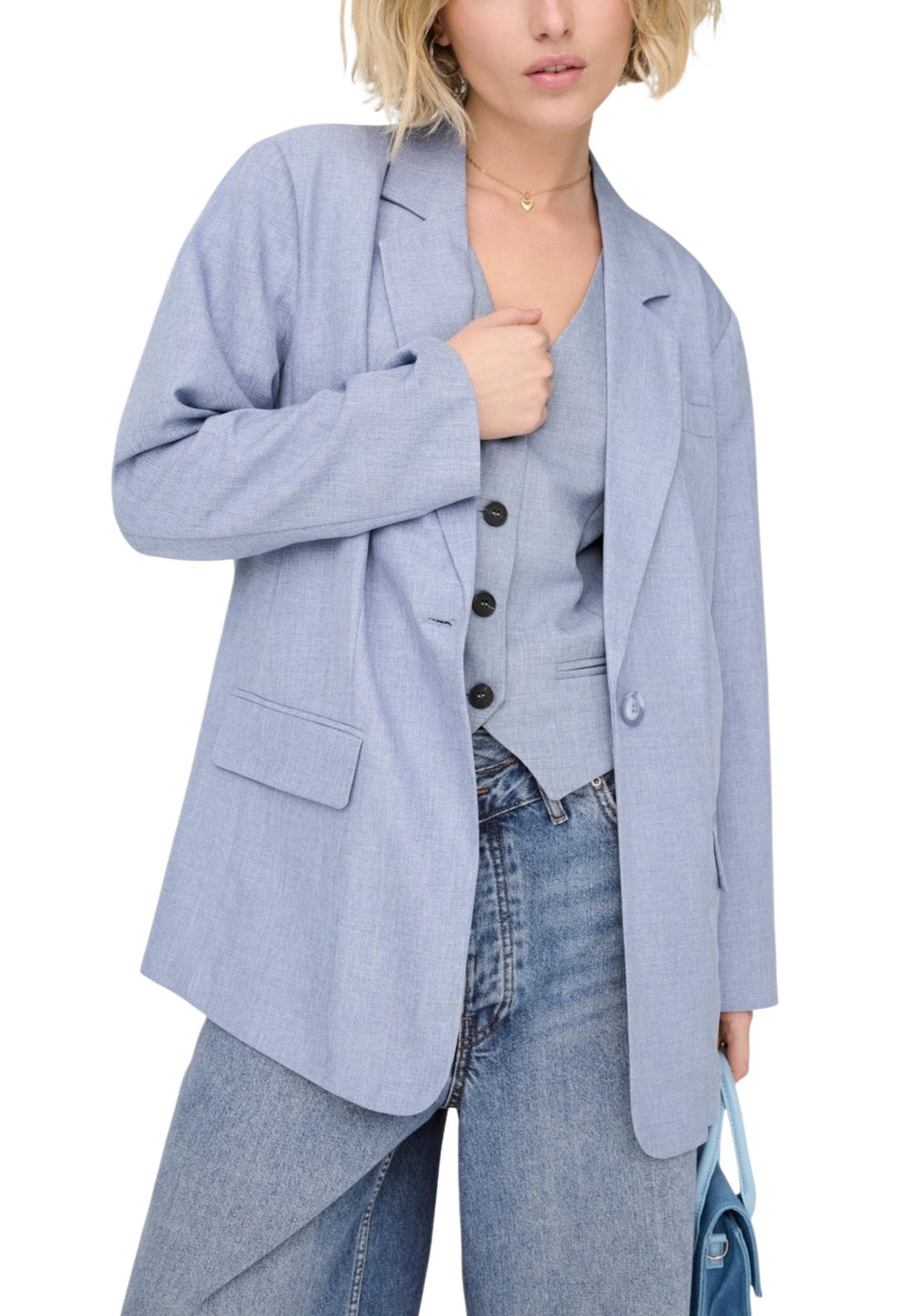 Veste Only couleur bleu azur — vue 2