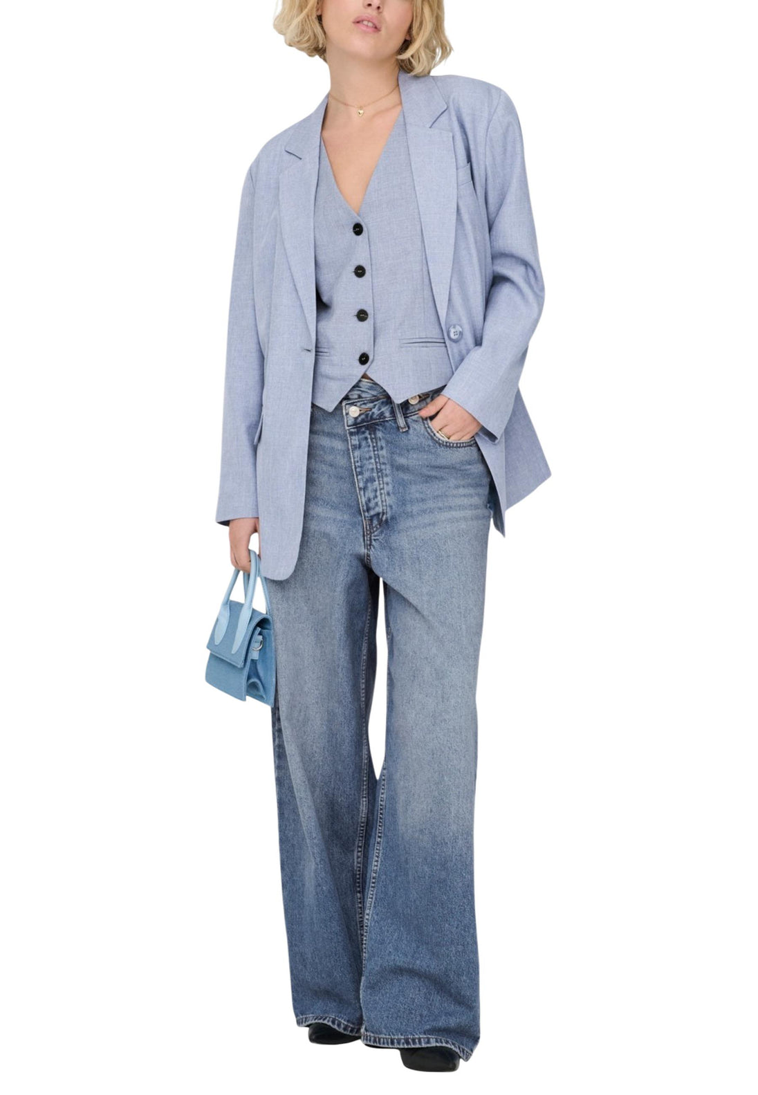 Veste Only couleur bleu azur — vue 4