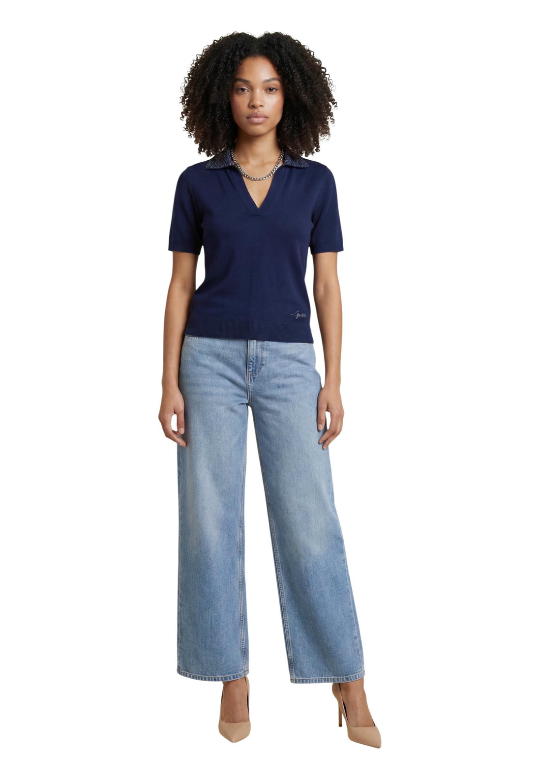 Polo Guess couleur bleu — vue 3