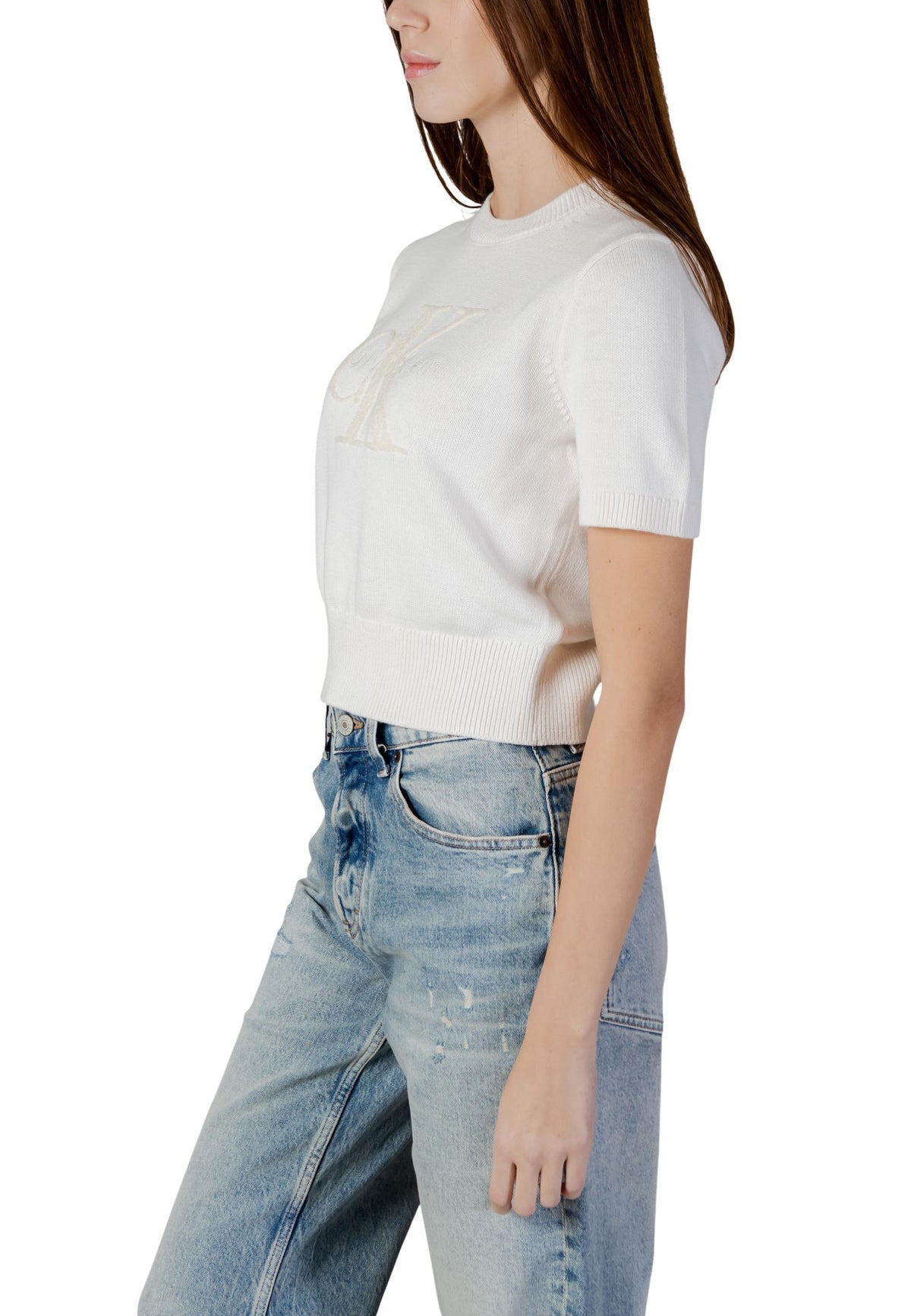 Pull Calvin Klein Jeans couleur beige — vue 2