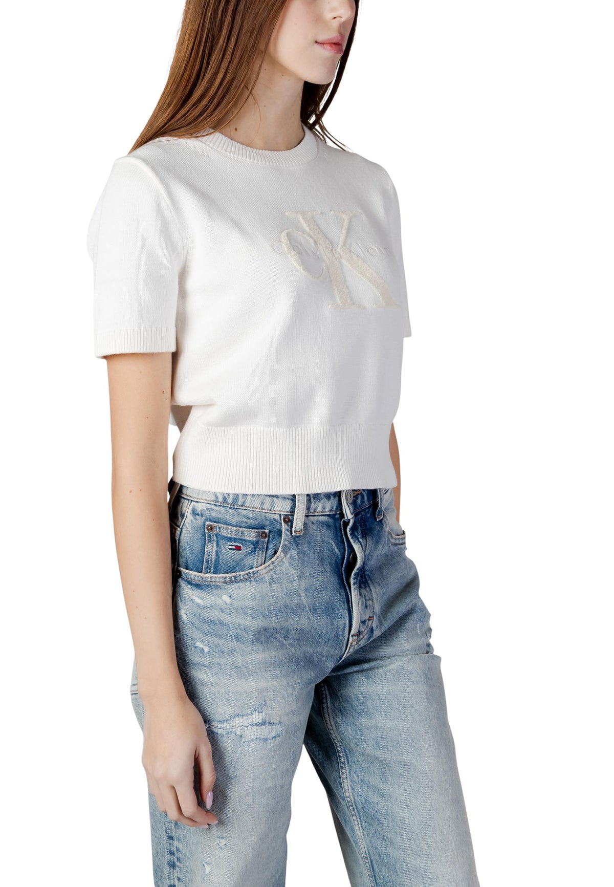 Pull Calvin Klein Jeans couleur beige — vue 3