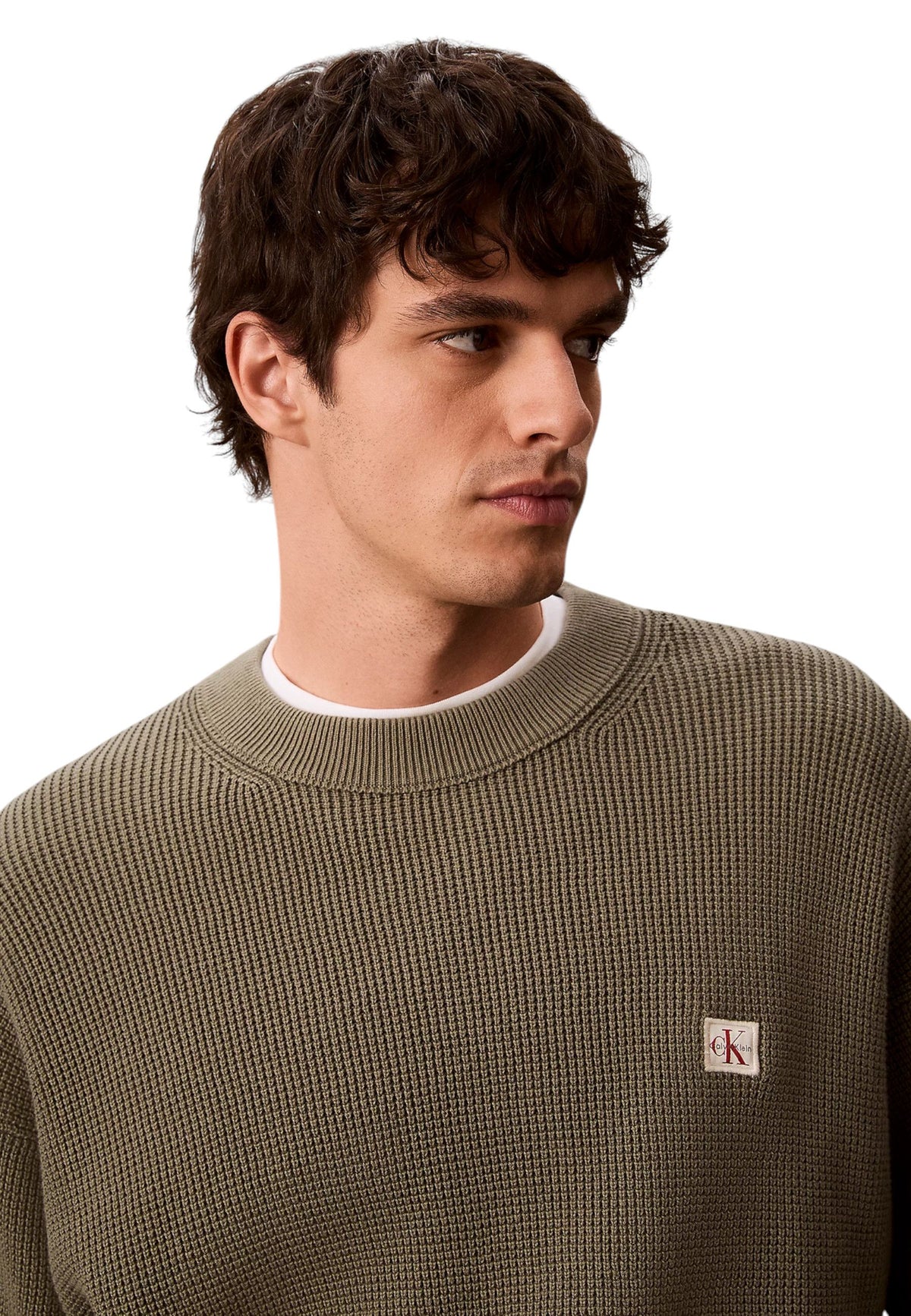 Pull Calvin Klein Jeans couleur vert — vue 2