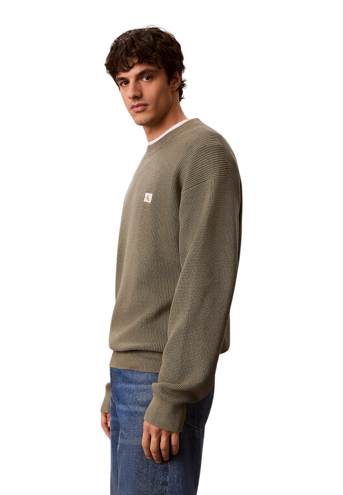 Pull Calvin Klein Jeans couleur vert — vue 4