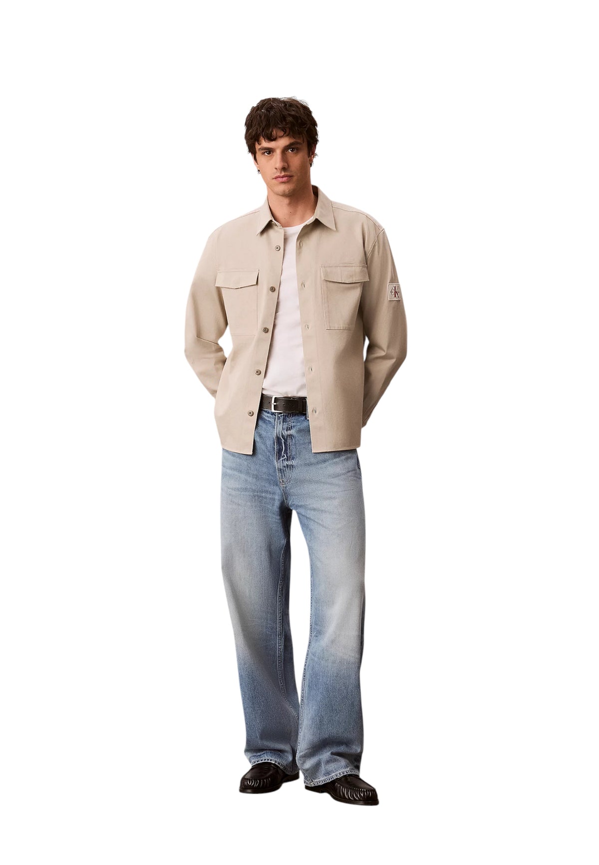 Chemise Calvin Klein Jeans couleur beige — vue 3
