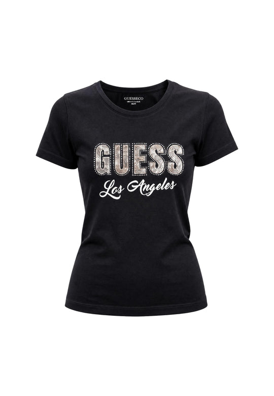T-shirt Guess couleur noir — vue 2