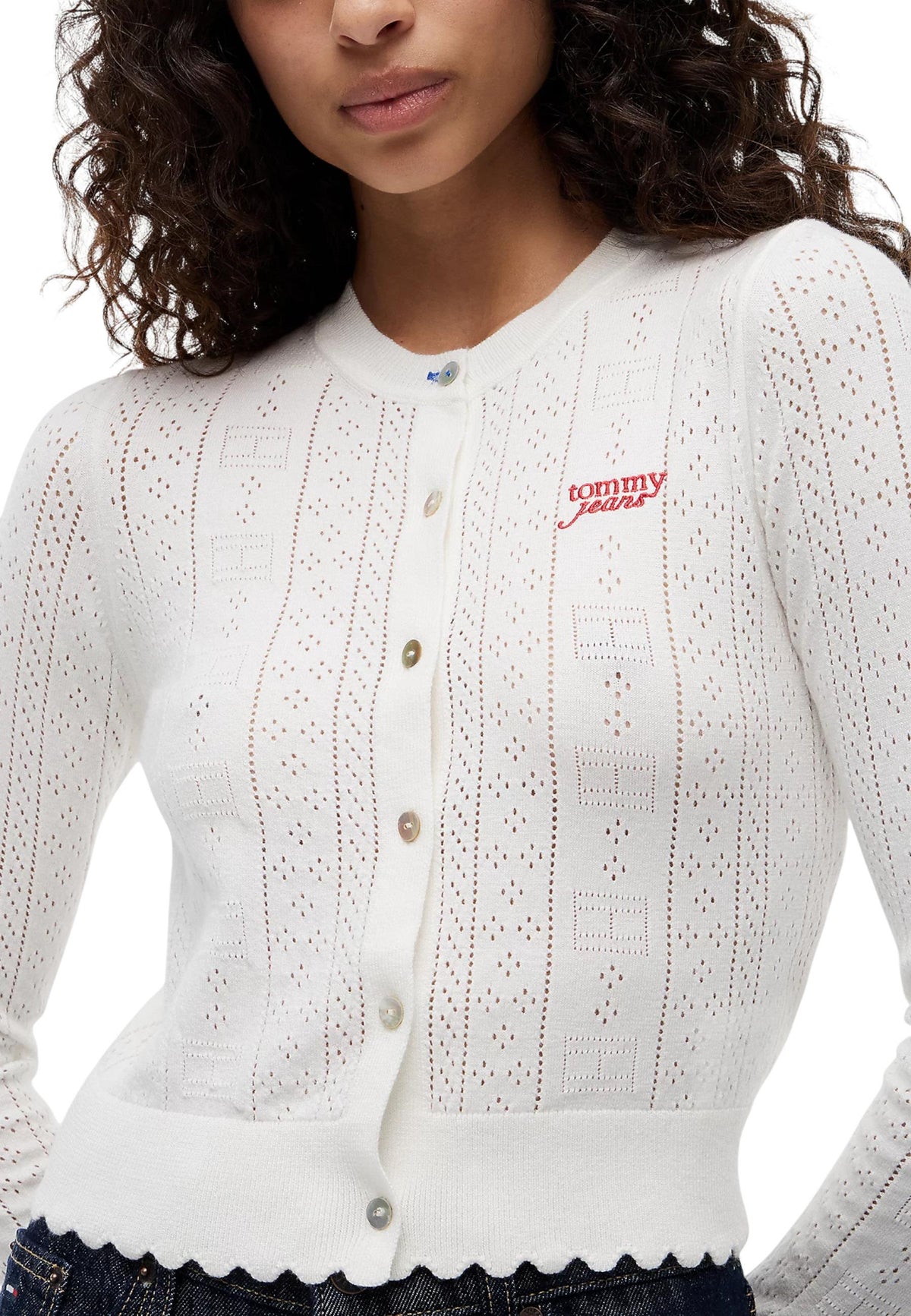 Cardigan Tommy Hilfiger Jeans couleur blanc — vue 3