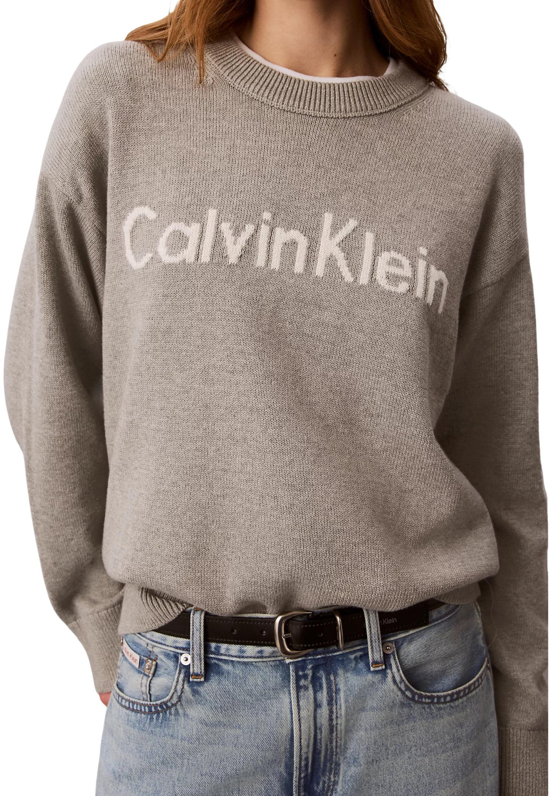 Pull Calvin Klein Jeans couleur gris — vue 4