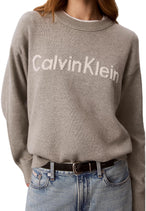 Pull Calvin Klein Jeans couleur gris — vue 4